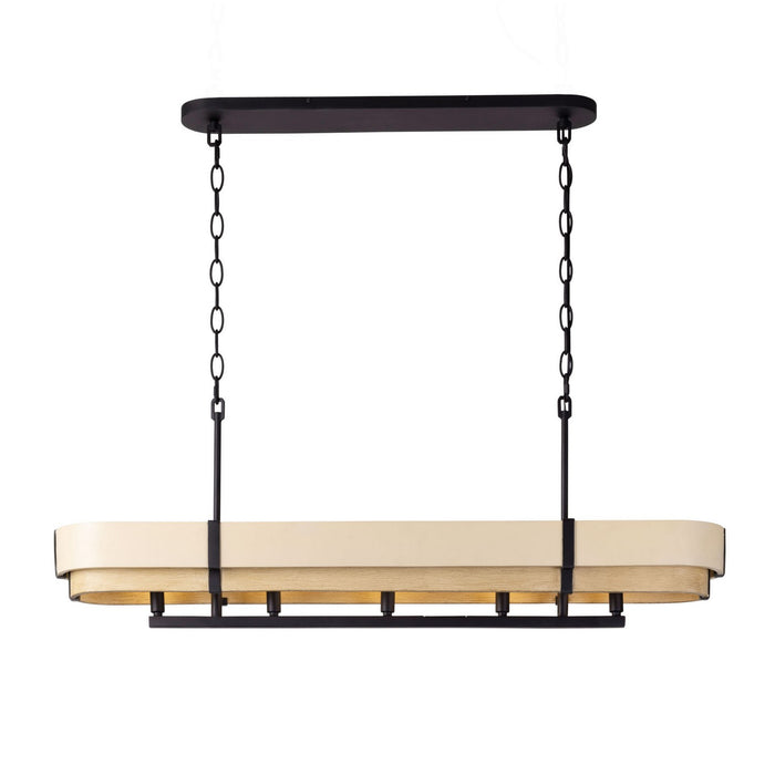 Varaluz - 389N05MBHN - Five Light Linear Pendant - Blonde Moment - Matte Black/Honey/Medium Oak