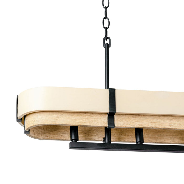 Varaluz - 389N05MBHN - Five Light Linear Pendant - Blonde Moment - Matte Black/Honey/Medium Oak