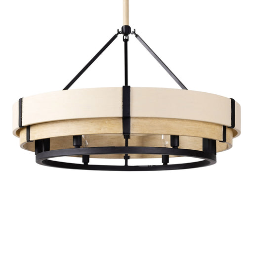 Varaluz - 389P06MBHN - Six Light Pendant - Blonde Moment - Matte Black/Honey/Medium Oak