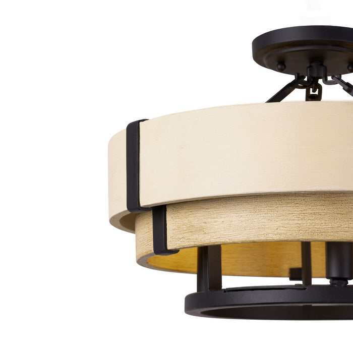 Varaluz - 389S03MBHN - Three Light Semi-Flush Mount - Blonde Moment - Matte Black/Honey/Medium Oak