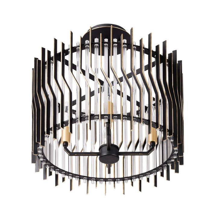 Varaluz - 393S04MBFG - Four Light Semi-Flush Mount - Park Row - Matte Black/French Gold