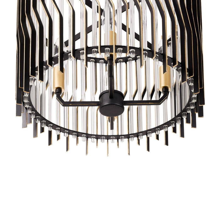 Varaluz - 393S04MBFG - Four Light Semi-Flush Mount - Park Row - Matte Black/French Gold