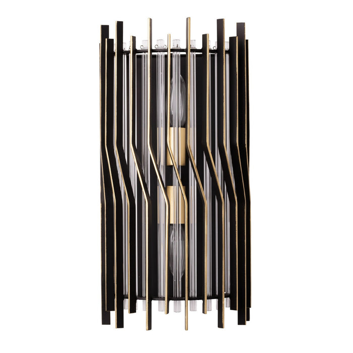 Varaluz - 393W02MBFG - Two Light Wall Sconce - Park Row - Matte Black/French Gold