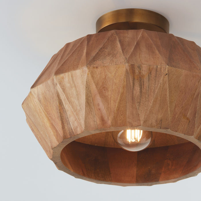 Capital Lighting - 251011LW - One Light Semi-Flush Mount - Nadeau - Light Wood and Patinaed Brass