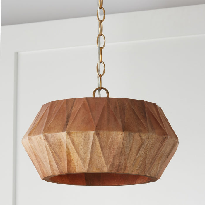 Capital Lighting - 251011LW - One Light Semi-Flush Mount - Nadeau - Light Wood and Patinaed Brass