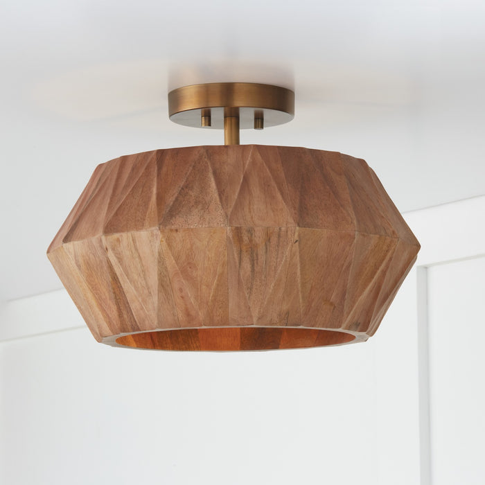 Capital Lighting - 251011LW - One Light Semi-Flush Mount - Nadeau - Light Wood and Patinaed Brass