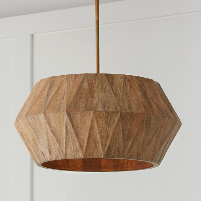 Capital Lighting - 351041LW - Four Light Pendant - Nadeau - Light Wood and Patinaed Brass