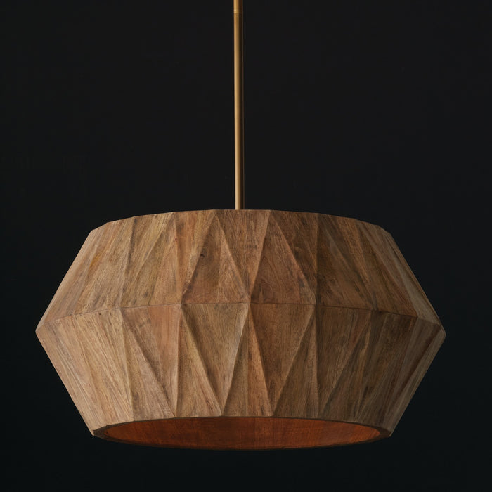 Capital Lighting - 351041LW - Four Light Pendant - Nadeau - Light Wood and Patinaed Brass