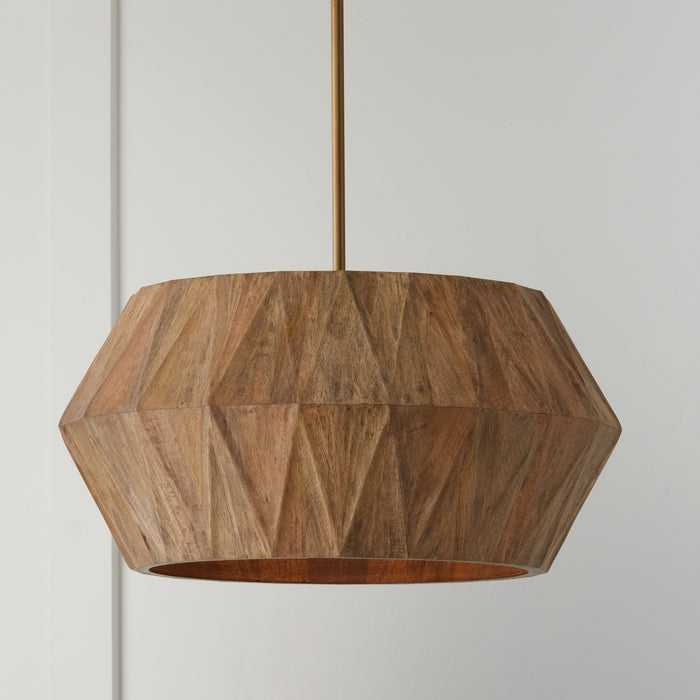 Capital Lighting - 351041LW - Four Light Pendant - Nadeau - Light Wood and Patinaed Brass