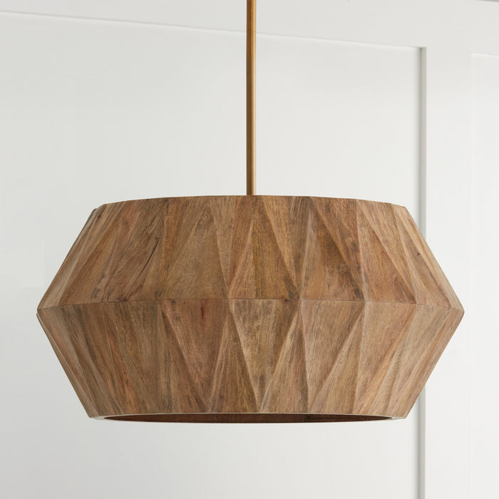 Capital Lighting - 351041LW - Four Light Pendant - Nadeau - Light Wood and Patinaed Brass