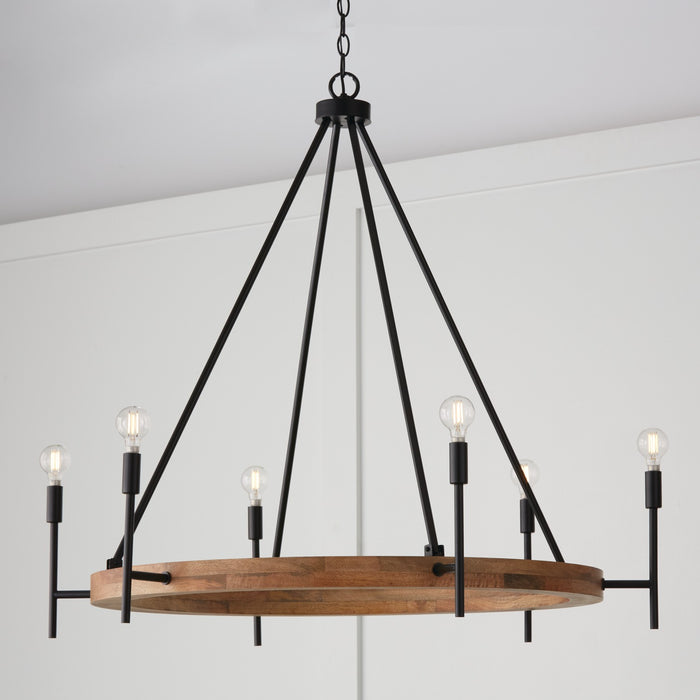 Capital Lighting - 450861WK-709 - Six Light Chandelier - Jonah - Light Wood and Matte Black