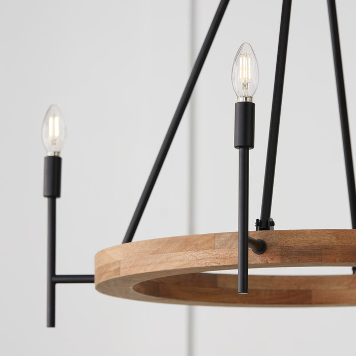 Capital Lighting - 450841WK-709 - Four Light Chandelier - Jonah - Light Wood and Matte Black