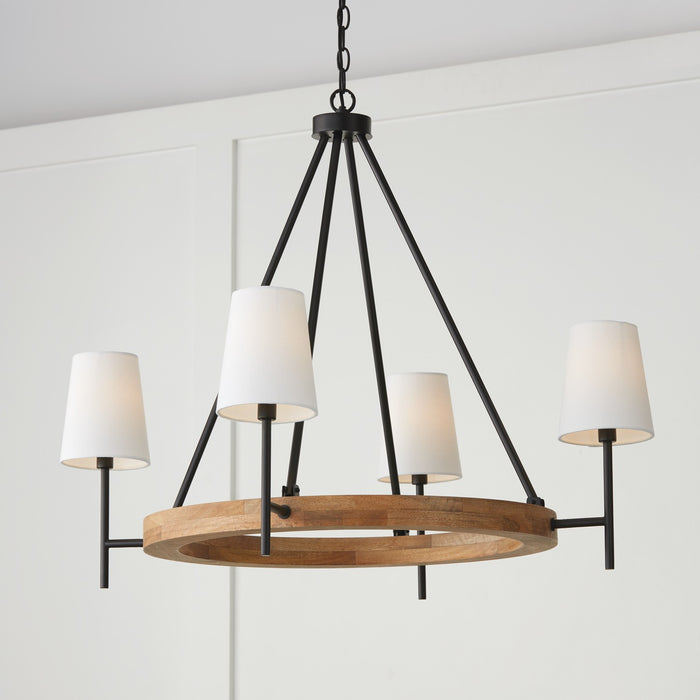 Capital Lighting - 450841WK-709 - Four Light Chandelier - Jonah - Light Wood and Matte Black