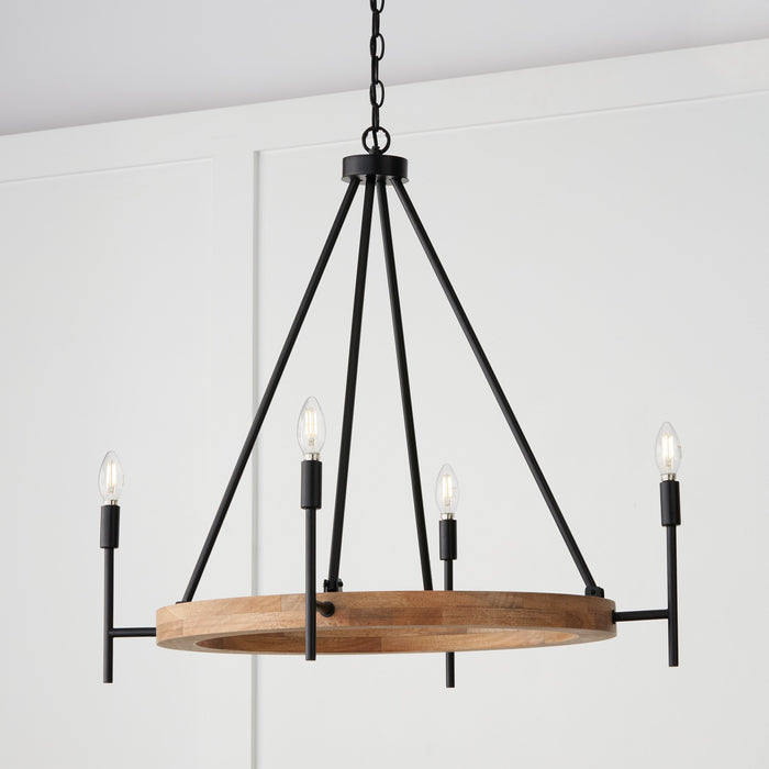 Capital Lighting - 450841WK-709 - Four Light Chandelier - Jonah - Light Wood and Matte Black