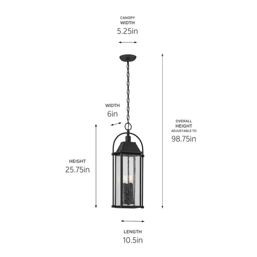 Kichler - 49718BKT - Four Light Outdoor Pendant - Harbor Row - Textured Black