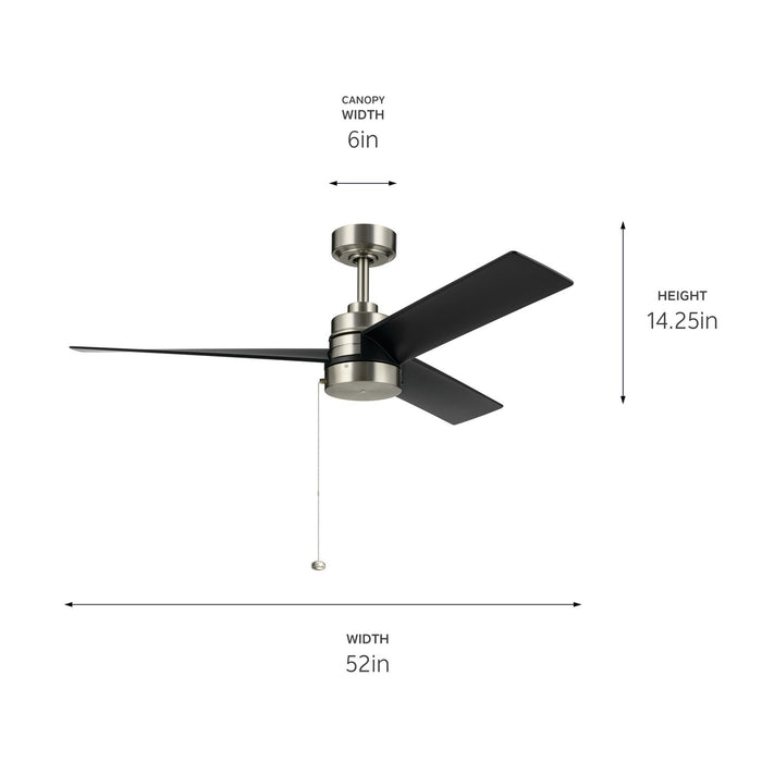 Kichler - 300375NI - 52"Ceiling Fan - Spyn Lite - Brushed Nickel