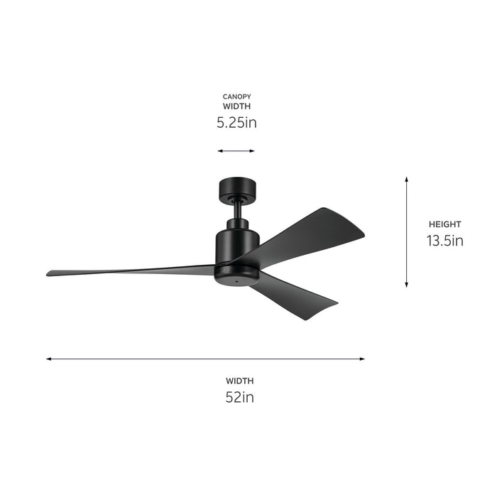 Kichler - 310452SBK - 52"Ceiling Fan - True - Satin Black