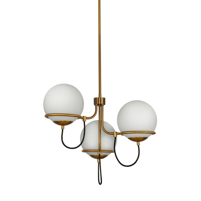 Alora - CH458323AGOP - Three Light Chandelier - Alba - Aged Brass/Opal Glass