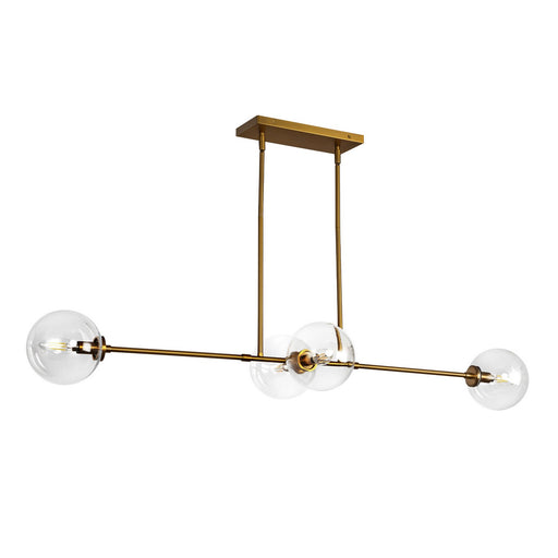 Alora - LP549448AGCL - Four Light Linear Pendant - Cassia - Aged Brass/Clear Glass