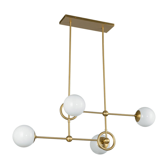 Alora - CH407342BGGO - Four Light Chandelier - Fiore - Brushed Gold/Glossy Opal Glass