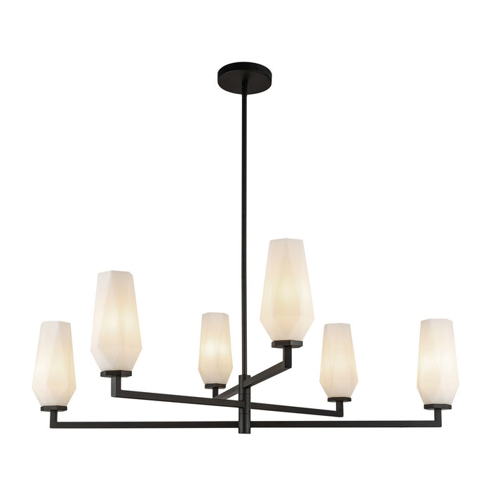 Alora - CH424135MBOP - Six Light Chandelier - Krysta - Matte Black/Opal Glass