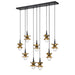 Savoy House - 1-2185-9-103 - Nine Light Linear Chandelier - Portinatx - Satin Black with Hammered Gold