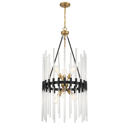 Savoy House - 3-1936-6-143 - Six Light Pendant - Santiago - Matte Black with Warm Brass Accents