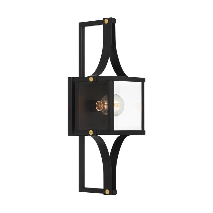 Savoy House - 5-474-144 - One Light Outdoor Wall Lantern - Raeburn - Matte Black and Weathered Brushed Brass