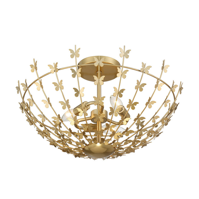 Savoy House - 6-4198-3-171 - Three Light Semi-Flush Mount - Birch - Burnished Brass