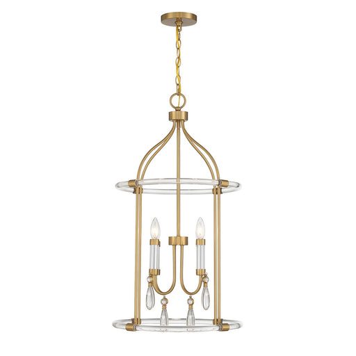 Savoy House - 7-7714-4-195 - Four Light Pendant - Mayfair - Warm Brass and Chrome