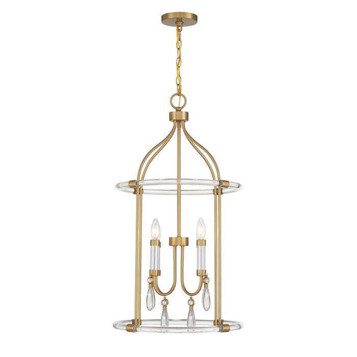 Savoy House - 7-7714-4-195 - Four Light Pendant - Mayfair - Warm Brass and Chrome