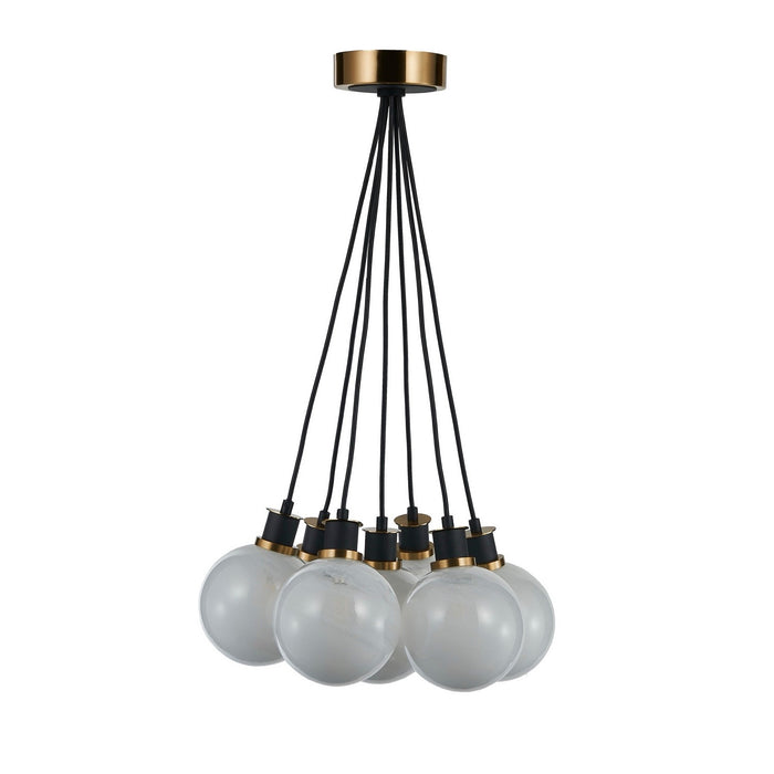 Artcraft - AC11877SW - Seven Light Pendant - Gem - Black and Brushed Brass