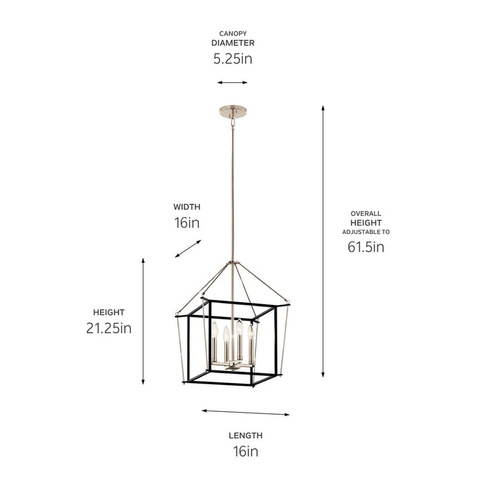 Kichler - 52626PN - Four Light Foyer Pendant - Eisley - Polished Nickel