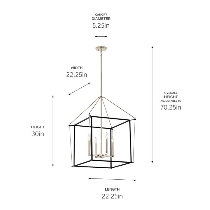 Kichler - 52627PN - Four Light Foyer Pendant - Eisley - Polished Nickel