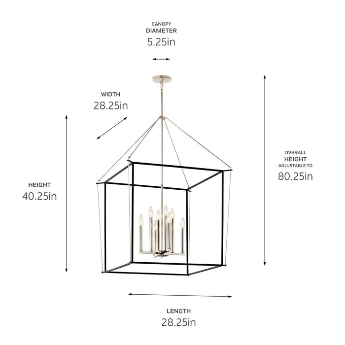 Kichler - 52628PN - Eight Light Foyer Pendant - Eisley - Polished Nickel