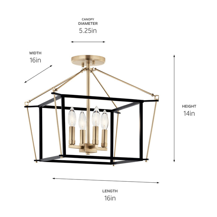 Kichler - 52633CPZ - Four Light Semi Flush Mount - Eisley - Champagne Bronze