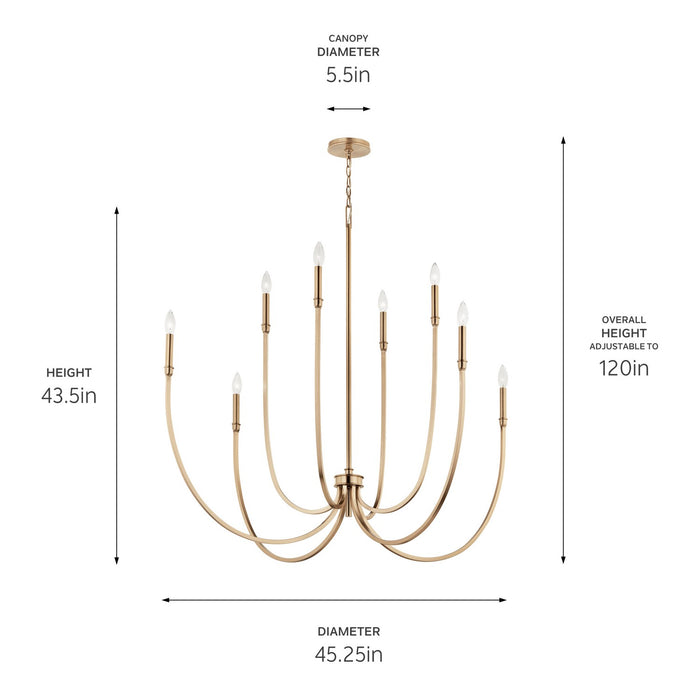 Kichler - 52699CPZ - Eight Light Foyer Chandelier - Malene - Champagne Bronze