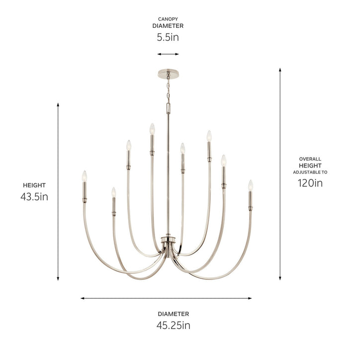 Kichler - 52699PN - Eight Light Foyer Chandelier - Malene - Polished Nickel