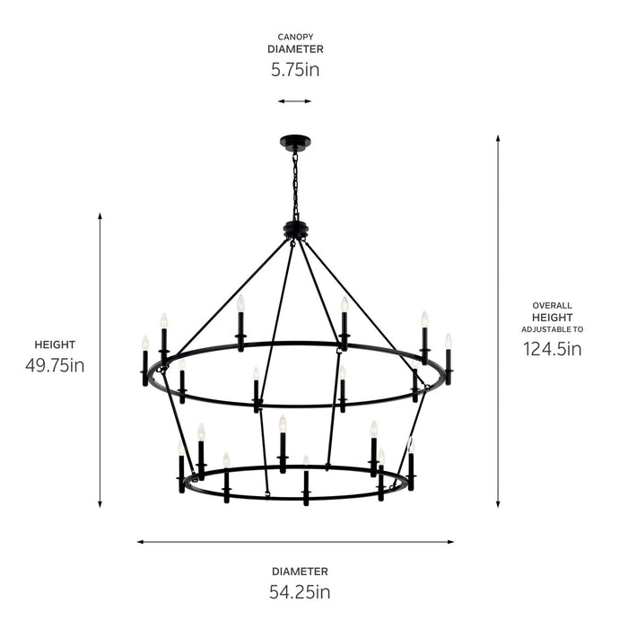 Kichler - 52708BK - 18 Light Chandelier - Carrick - Black