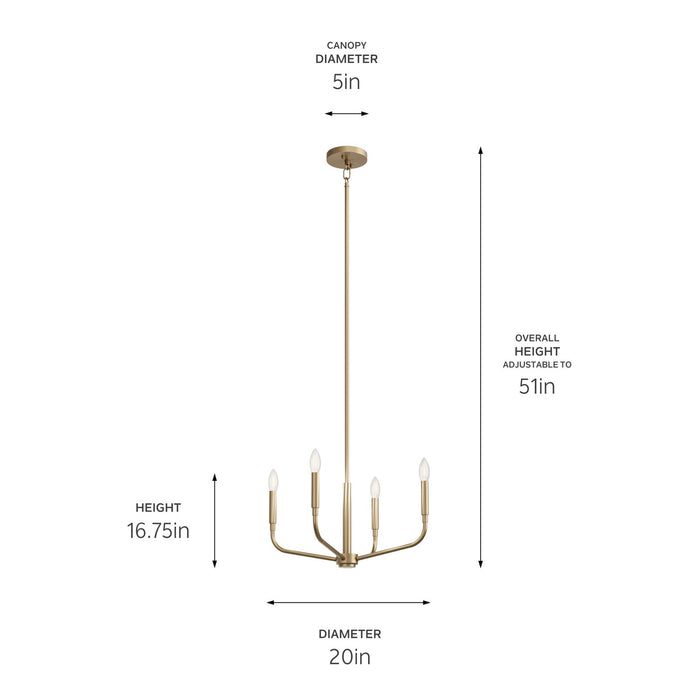 Kichler - 52716CPZ - Four Light Chandelier/Semi Flush Mount - Madden - Champagne Bronze