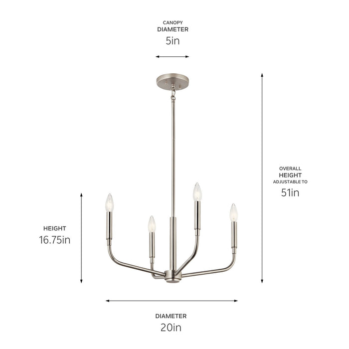 Kichler - 52716NI - Four Light Chandelier/Semi Flush Mount - Madden - Brushed Nickel