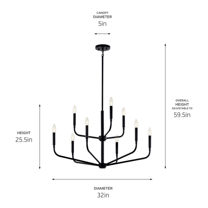 Kichler - 52720BK - Nine Light Chandelier - Madden - Black