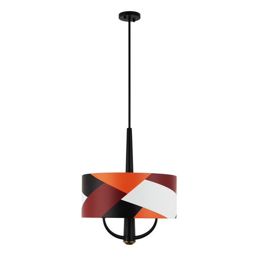 Varaluz - 501P03BLSB - Three Light Pendant - Patchwork - Black/Satin Brass/Patchwork