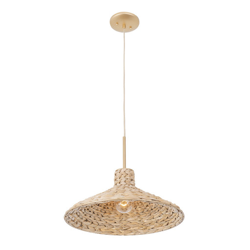 Varaluz - 502P01MFGN - One Light Pendant - Hilton Head - French Gold/Natural Seagrass