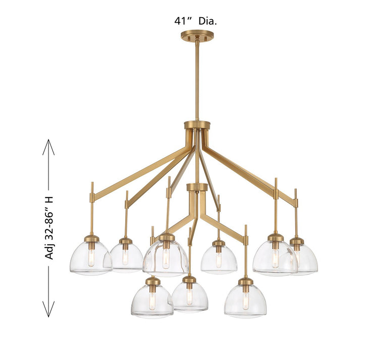 Savoy House - 1-9842-9-322 - Nine Light Chandelier - Corbin - Warm Brass