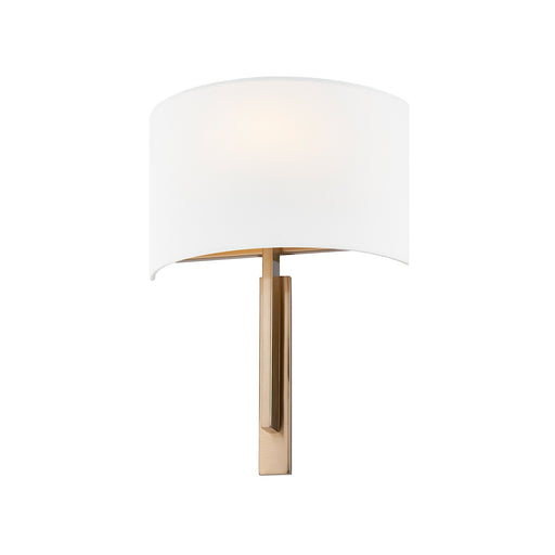 Justice Designs - FAB-4332-WHTE-BRSS - One Light Wall Sconce - Textile - Brushed Brass